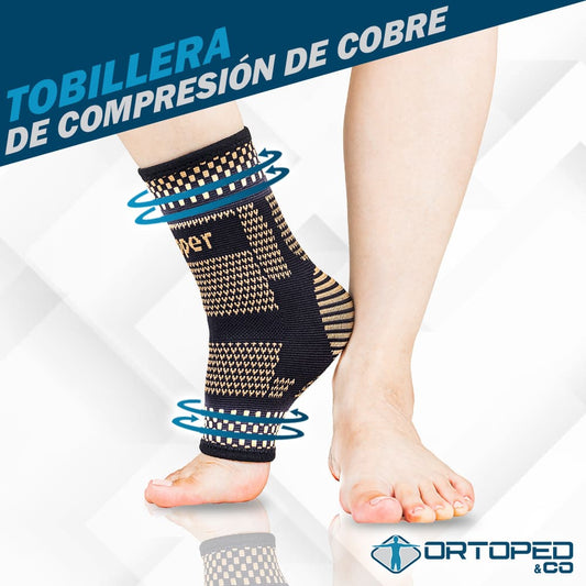 Tobillera de Compresión de Cobre iCooper® para Alivio de Dolor y Prevención de lesiones [2 Unidades]