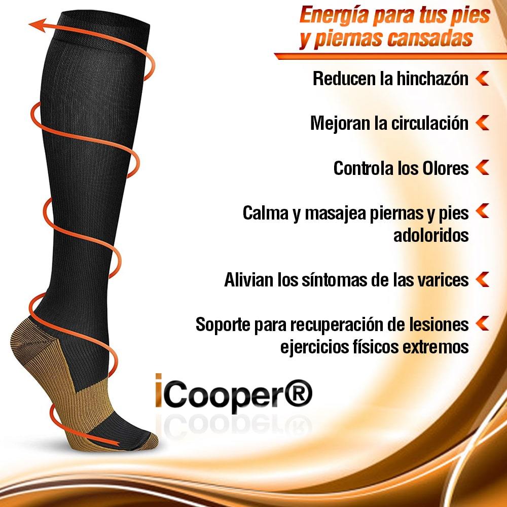 Oferta Especial - 2 Packs de 3 Pares c/u de Calcetines de Compresión con Infusión de Cobre, de 15-20 mmHg Unisex 6 PACK