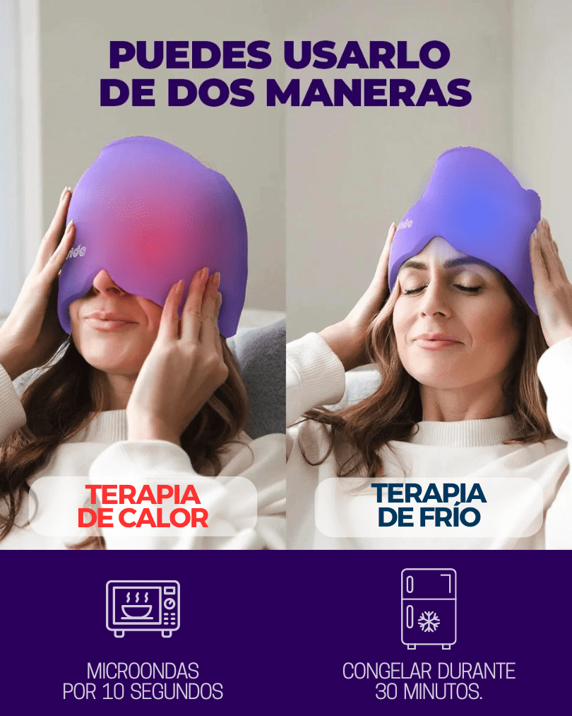 Gorro Gel Terapia de Compresión Frío/Calor Cobrevida®️ Alivia el Dolor de Cabeza y la Migraña